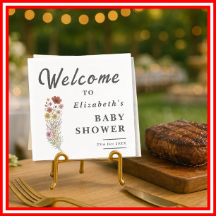 Wildflower Floral Boho Baby Shower  Napkin