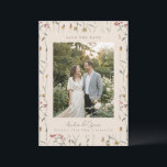 Wildflower Floral Boho Fall Meadow Wedding Photo Save The Date<br><div class="desc">This save the date card features a favorite couple photo framed by delicate wildflower illustrations for a soft garden-inspired design. The botanical details pair beautifully with modern typography while highlighting your engagement photo. The back includes a QR code so guests can easily visit your wedding website for details and updates....</div>