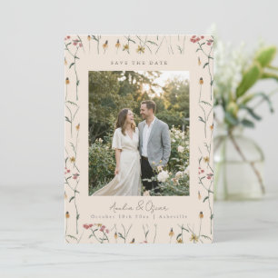 Wildflower Floral Boho Fall Meadow Wedding Photo Save The Date