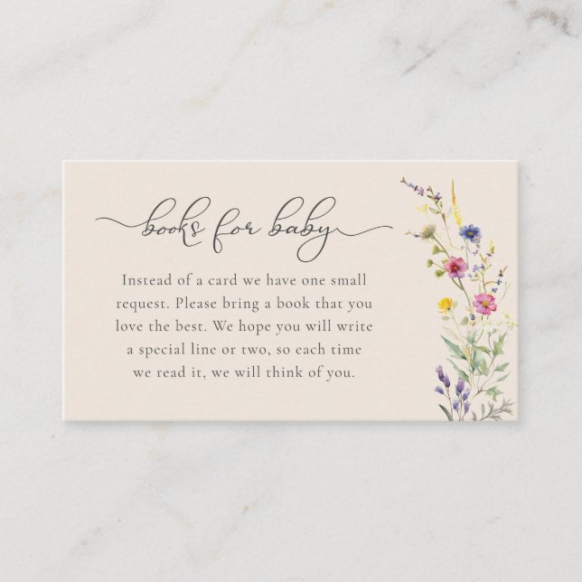Wildflower Floral Books For Baby | Baby Shower Enclosure Card (Front)