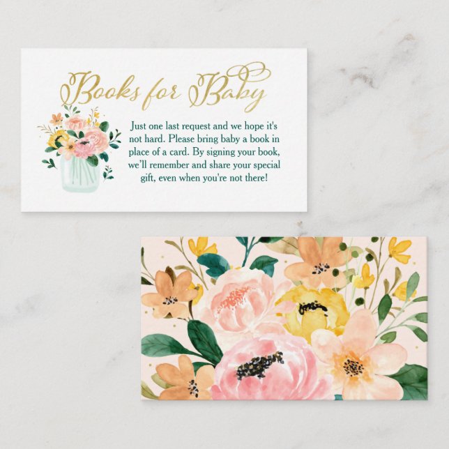 Wildflower Floral Books for Baby Card (Front/Back)