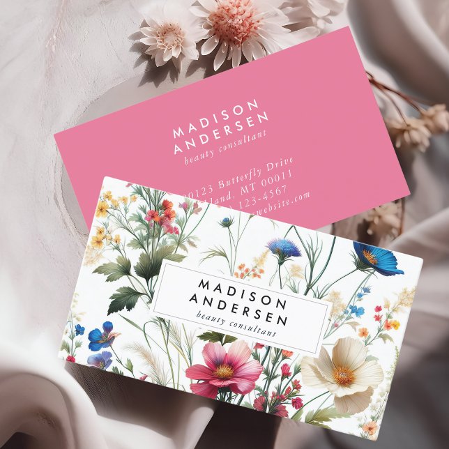 Wildflower Floral Botanical Modern Business Card (Creator Uploaded)