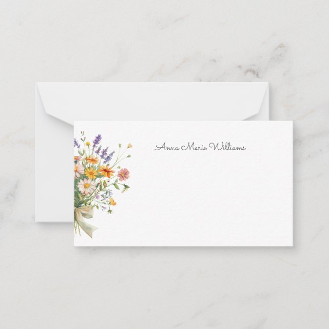 Wildflower Floral Bouquet Note Card (Front)