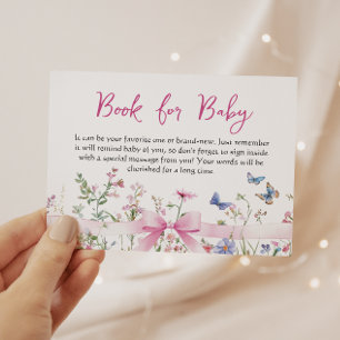 Wildflower Floral Bow Girl Book for Baby Shower Enclosure Card