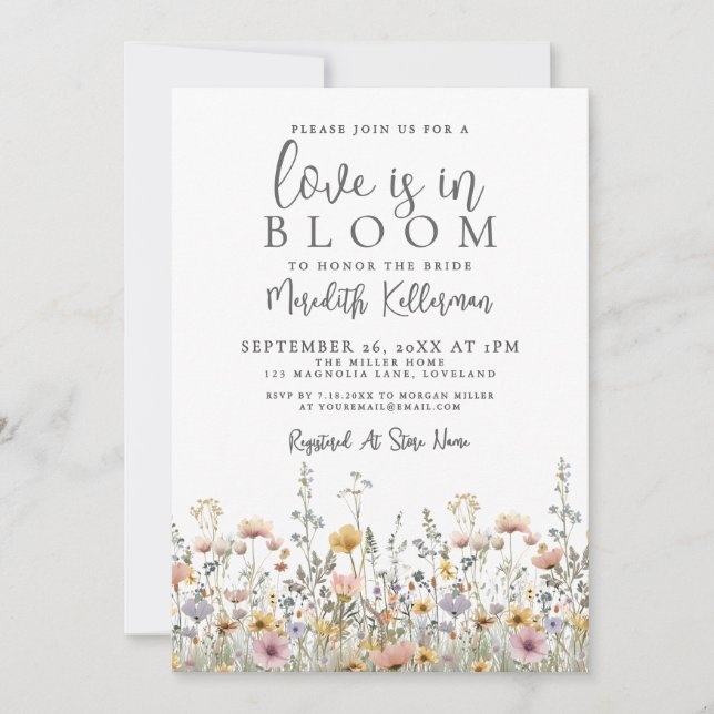 Wildflower Floral Bridal Shower Invitation (Front)