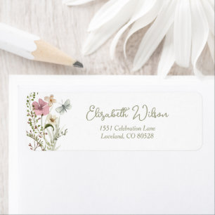 Wildflower Floral Bridal Shower Return Address Label