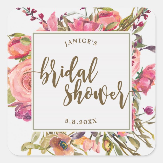 wildflower floral bridal shower sticker favours (Front)