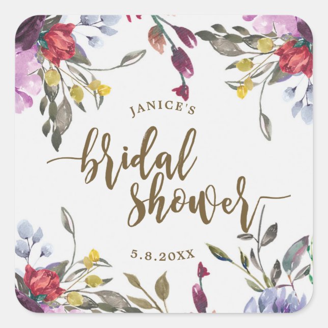 wildflower floral bridal shower sticker favours (Front)