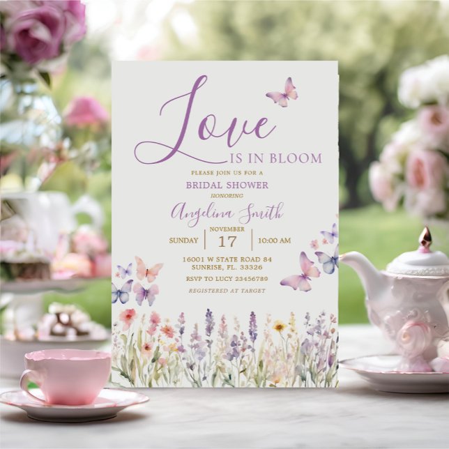 Wildflower Floral Butterfly Bridal Shower  Invitation (Creator Uploaded)