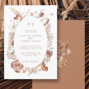Wildflower Floral Butterfly Terracotta Watercolor Invitation