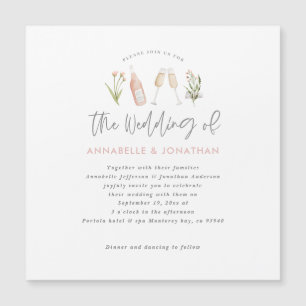 wildflower floral champagne modern script announce