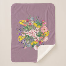 Wildflower Floral Cosy Home Sherpa Blanket