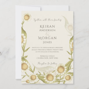 Wildflower Floral Elegant Daisy Boho Wedding Invitation