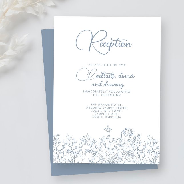Wildflower Floral Elegant Dusty Wedding Reception Enclosure Card (Creator Uploaded)
