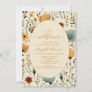 Wildflower Floral Frame Baby Shower Invitation