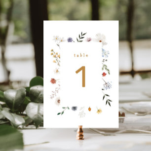 Wildflower Floral Frame Baby Shower Table Number