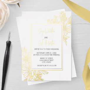 Wildflower Floral Frame Wedding Gold