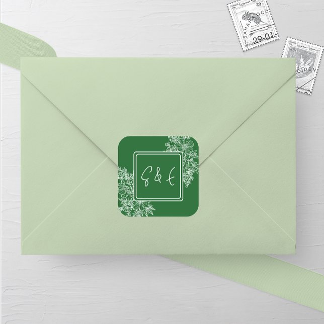 Wildflower Floral Frame Wedding Square Sticker (Creator Uploaded)