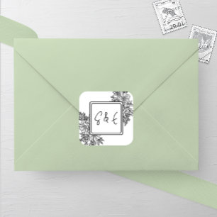 Wildflower Floral Frame Wedding Square Sticker