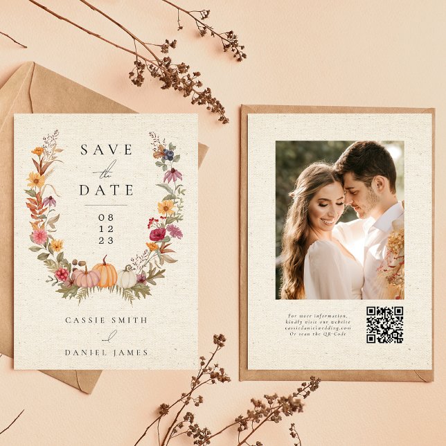  Wildflower Floral Garden Botanical Wreath Wedding Save The Date (Creator Uploaded)