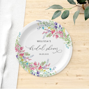 Wildflower Floral Garden Bridal Shower Paper Plate