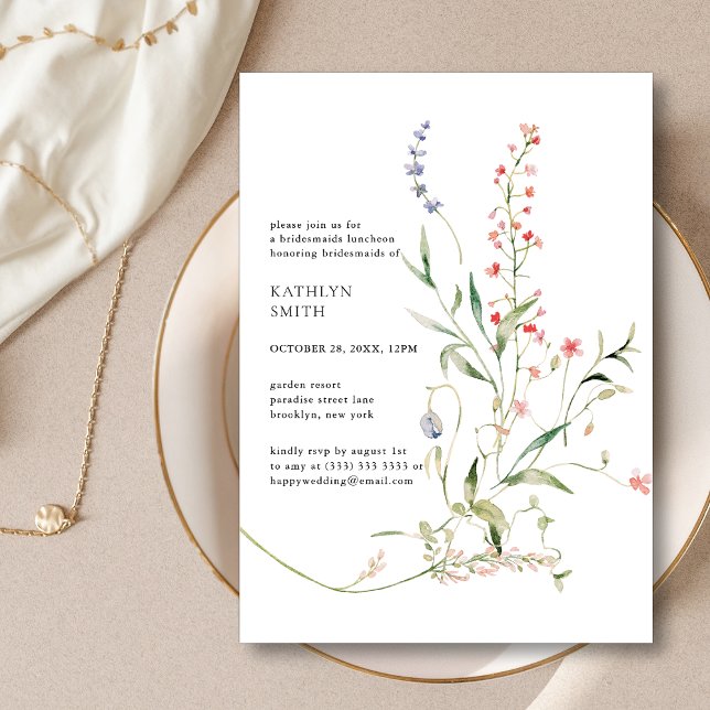 Wildflower Floral Garden Chic Bridesmaids Luncheon Invitation (Creator Uploaded)