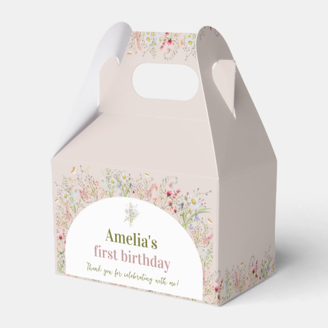Wildflower Floral Garden Girl Birthday Favour Boxe Favour Box (Front Side)
