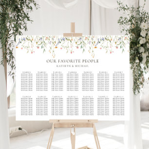 Wildflower Floral Garden Wedding 14 Table Seating Poster