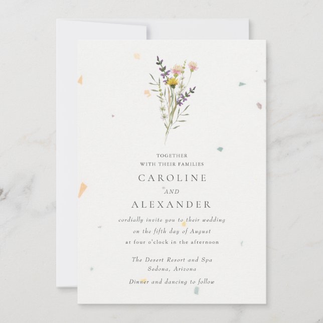 Wildflower Floral Garden Wedding Invitation (Front)