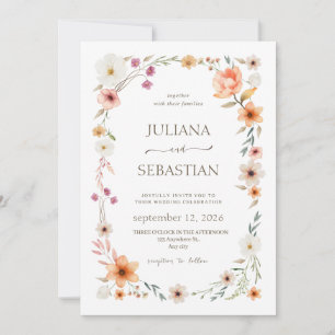 Wildflower Floral Garden Wedding Invitation
