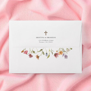 Wildflower Floral Girl Baptism Address Envelope