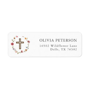 Wildflower Floral Girl Baptism Return Address Label