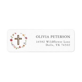 Wildflower Floral Girl Baptism Return Address Label