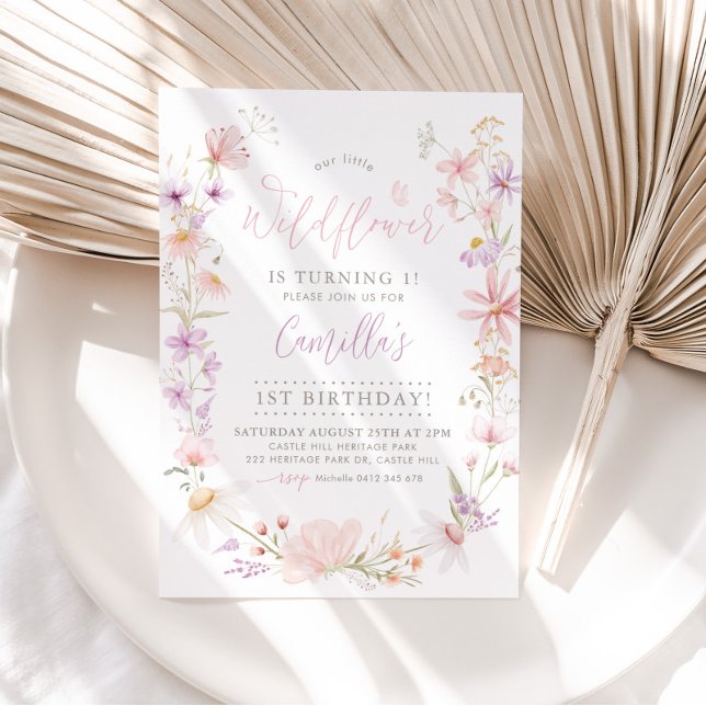 Wildflower Floral Girls 1st Birthday Invitation (Creator Uploaded)