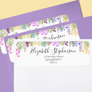Wildflower floral greenery return address labels