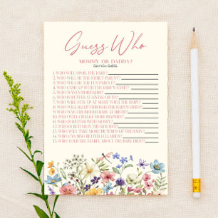 Wildflower Floral Guess Who Baby Shower Game