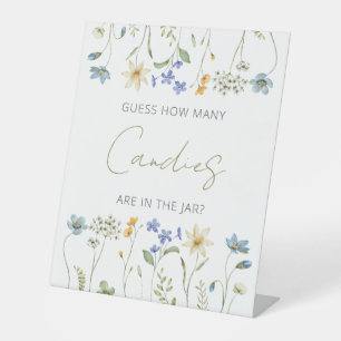 Wildflower Floral How many candies Pedestal Sign