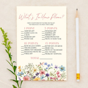 Wildflower Floral In Your Phone Baby Shower Game