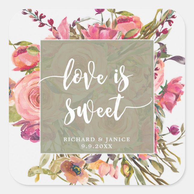 wildflower floral love is sweet sticker wedding (Front)