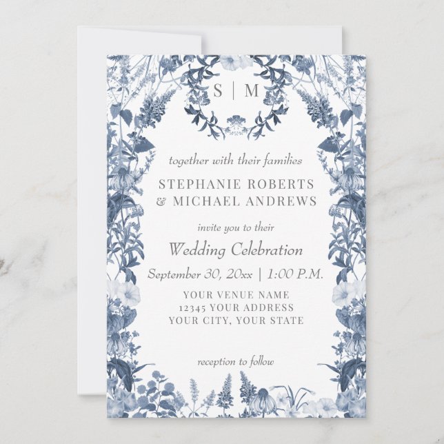 Wildflower Floral Meadow Spring Colourful Wedding Invitation (Front)