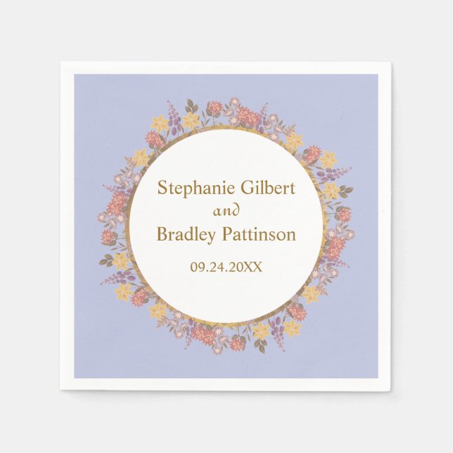 Wildflower Floral Modern Minimal Elegant Wedding Napkin (Front)