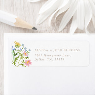 Wildflower Floral Modern Minimal Return Address Label
