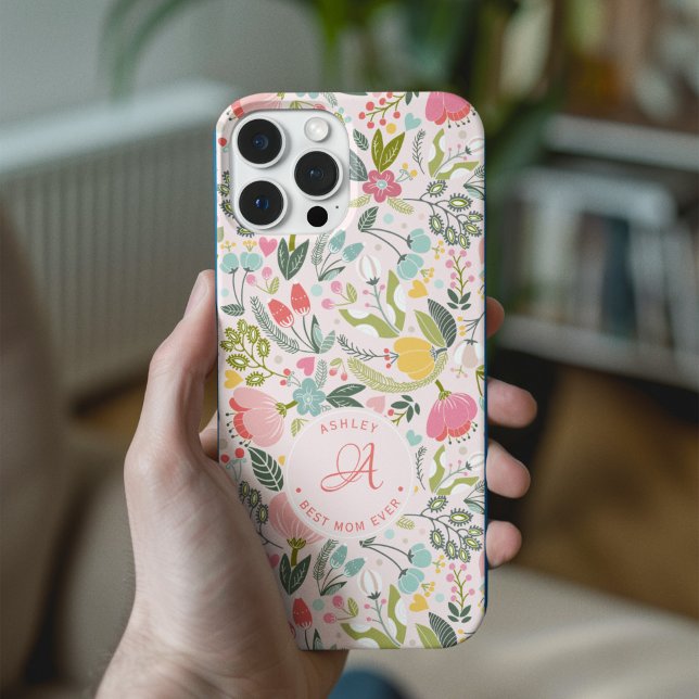 Wildflower floral name monogram personalised Case-Mate iPhone case (Creator Uploaded)