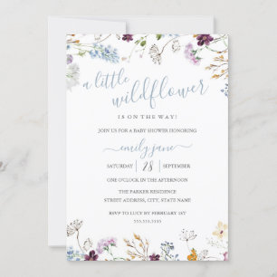 Wildflower Floral Nature Blue Baby Shower Invitation
