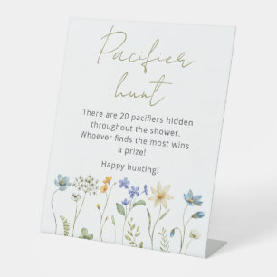 Wildflower Floral Neutral Pacifier hunt Pedestal Sign