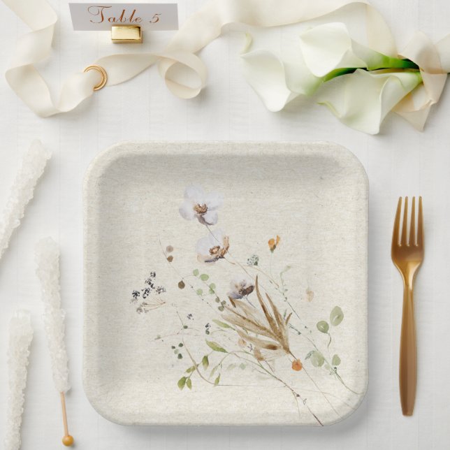 Wildflower Floral Paper Plate  (Wedding)