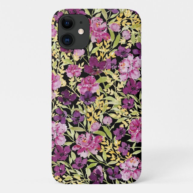 Wildflower floral peony purple poppy iPhone case (Back)