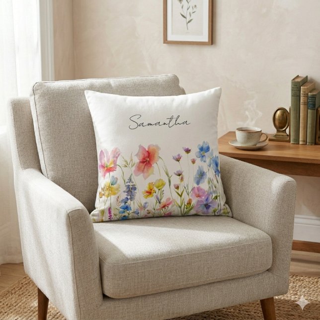 Wildflower Floral Personalised Cushion (Creator Uploaded)