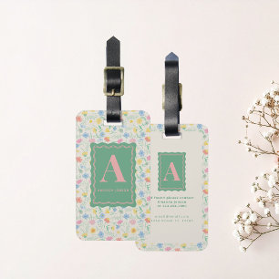 Wildflower Floral Personalised Initial and Name Luggage Tag