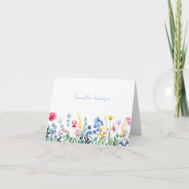 Wildflower Floral Personalised Note Card (Front)